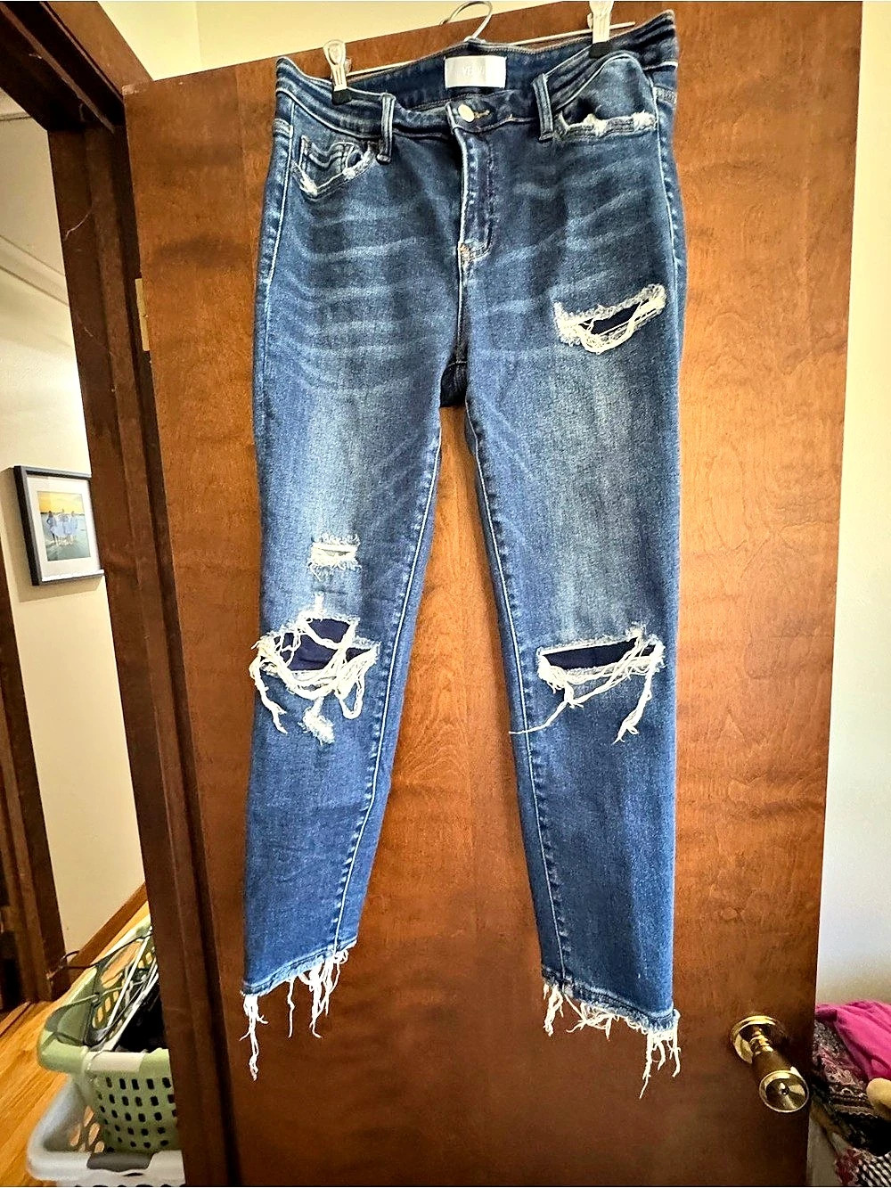 Vervet Distressed Skinny Jeans Blue Waist 3